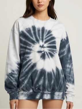 Tie-Dye Crewneck Sweatshirt - Black and White
